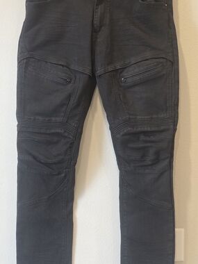Slim Straight Men's Black Moto Zip Pocket Jeans